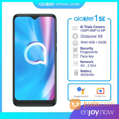 Alcatel 1SE Smartphone [ Ram 4GB / Rom 64GB ] Garansi Resmi, Grey.