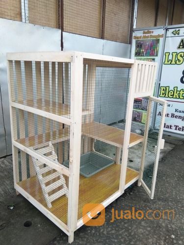 Kandang Kucing Kayu Kandang Tingkat 3 Lantai Plus Litter Box Besar 