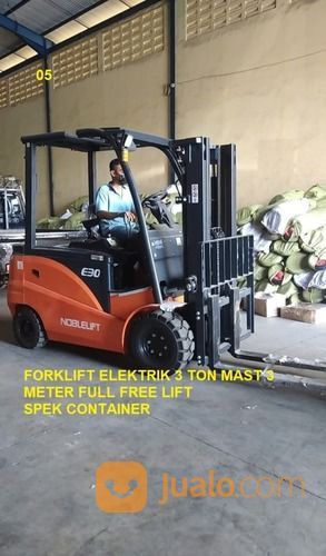 Forklift Elektrik 3 Ton Mast 3 Meter Full Free Lift Merk NOBLELIFT Blitar