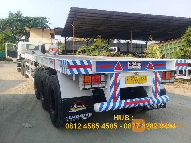 Harga Karoseri Buntut Head Trailer 40 Feet Flatbed Lantai 3 Axle