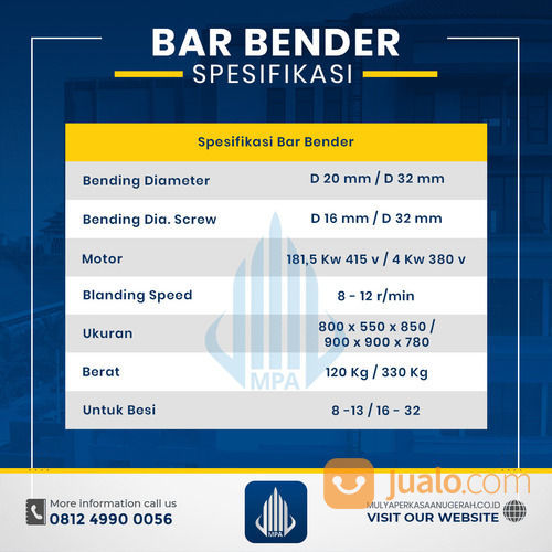 Rental / Sewa Bar Bender, Bar Bending 8-32 Mm Tulungagung