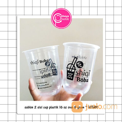 Sablon Gelas Plastik 16 Oz Oval 8 Gram Kemasan Minuman Kekinian Cetak Sablon Gelas Plastik 3716