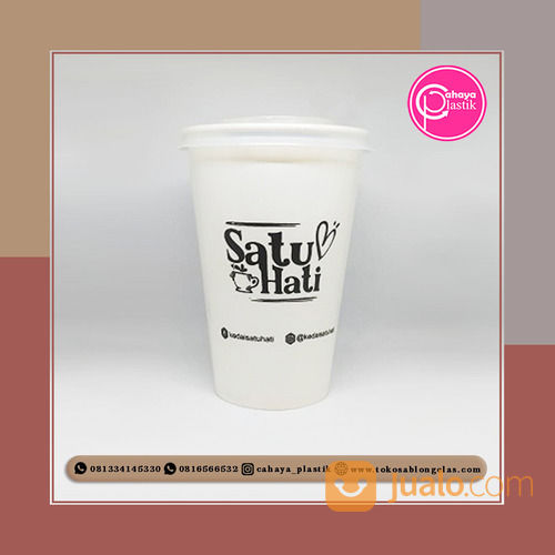 Sablon Paper Cup Ice 16 Oz + Tutup Datar + Kemasan Minuman Kekinian di ...