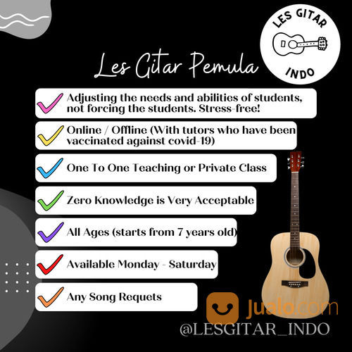 PROMO! Les Gitar Pemula Dengan Pencipta Lagu & Youtuber Secara Online/Offline
