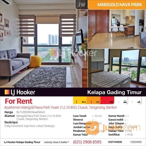 Apartemen Marigold Nava Park Tower 2 Lt.16 BSD, Cisauk, Tangerang, Banten