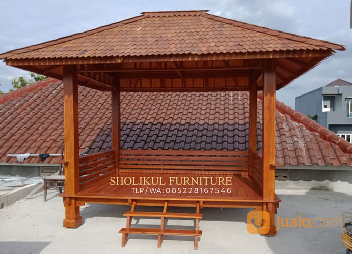 Gazebo Minimalis 3x2 Kayu Jati