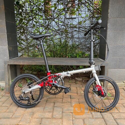 Sepeda Lipat Element Troy X 10 Speed Folding Bike Silver Red Mulus