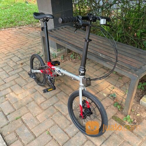 Sepeda Lipat Element Troy X 10 Speed Folding Bike Silver Red Mulus