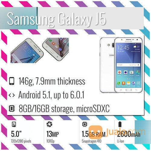 Samsung J5 4G LTE Fullset Lengkap, Mulus, Imei Terdaftar, Resmi, Original