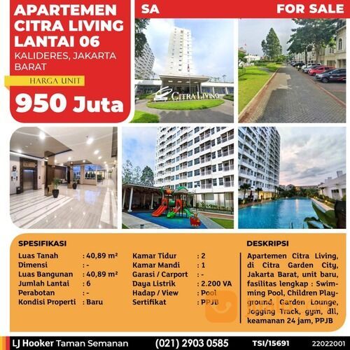 (TSI/15691) Apartemen Citra Living, Kalideres, Jakarta Barat, 40.89 M, Lt. 06, PPJB