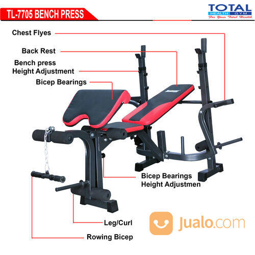 Alat fitness gym bench press total Original Fitness bench