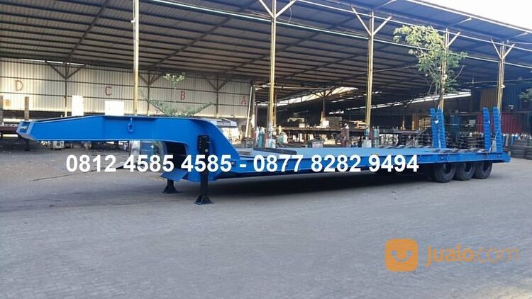 Harga Karoseri Buntut Trailer Low Bed Truck Kapasitas 60 Ton 3 Axle