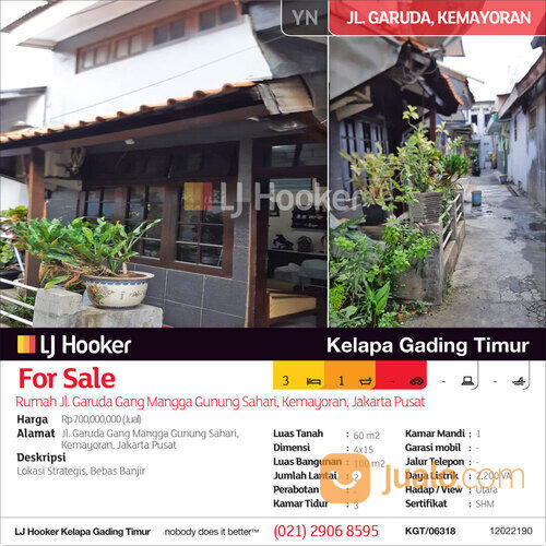 Rumah Jl. Garuda Gang Mangga Gunung Sahari, Kemayoran, Jakarta Pusat