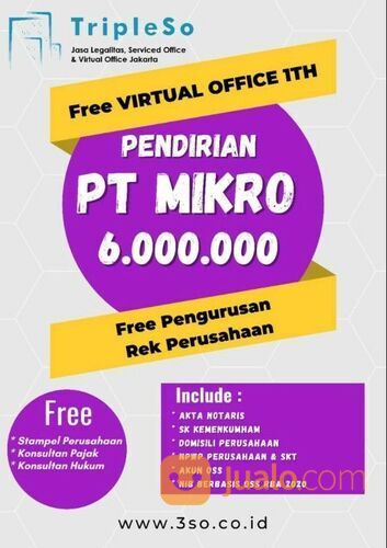 Pendirian PT Mikro + FREE Virtual Office 1 Tahun