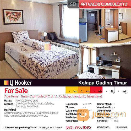 Apartemen Galeri Ciumbuleuit 2 Lantai 11, Cidadap, Bandung, Jawa Barat