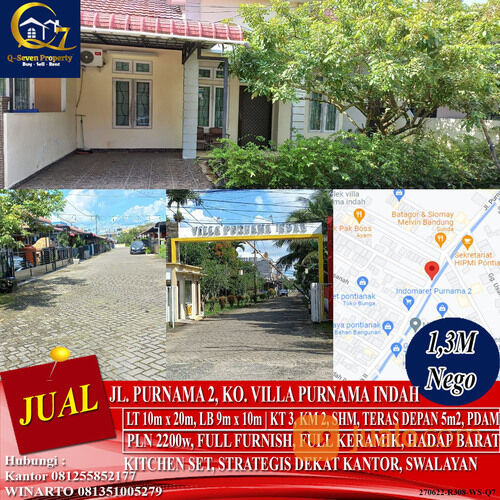 Rumah Strategis Jl. Purnama 2, Ko. Villa Purnama Indah, Pontianak, Kalimantan Barat