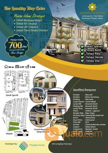 Kenanga Residence Syariah Tanpa Bank Strategis Dekat Jaktim, Bekasi, Cibubur