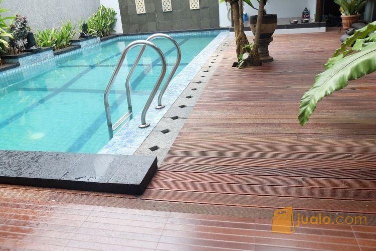Lantai Kayu Parquet Solid Wood Flooring Jati Merbau Tangga Papan Decking kayu