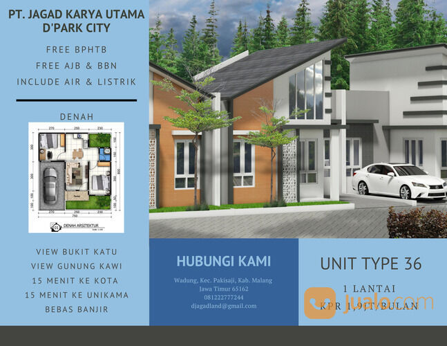 Rumah 1 lantai KPR 1,9JT/Bulan Free BPHTB berview gunung kawi di Kota