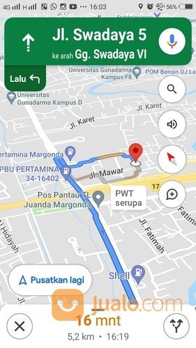 Tanah 1800m dekat jl Margonda Depok, Akses Pinyu Tol Cijago Juanda Depok