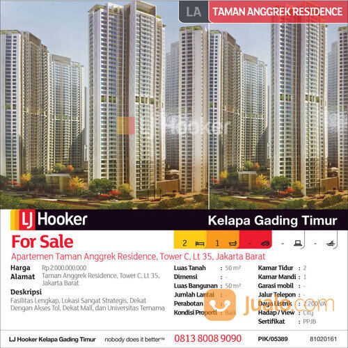 Apartemen Taman Anggrek Residence Tower Calypso, Lantai 35, Jakarta ...