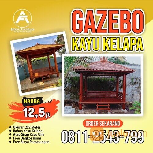 Jual Gazebo Kayu Kelapa 2x2 Meter