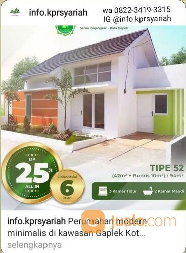 Perumahan modern minimalis kawasan Gaplek Depok DP ringan di Kota Depok