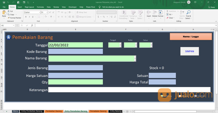 Applikasi Berbasis Excel VBA (Sales, Production, Inventory)