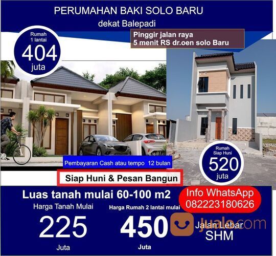 Rumah Solo Baru Rumah Baki Rumah 2 Lantai solo Baru tanah Solo baru