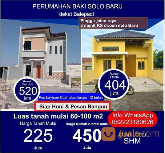 Rumah Solo Baru Rumah Baki Rumah 2 Lantai solo Baru tanah Solo baru