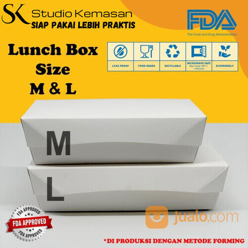 Paper Lunch Box Ukuran L FoodGrade Kemasan Makanan Kotak Polos