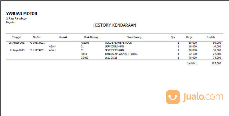 Software Bengkel Motor