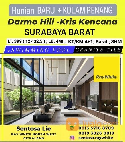Rumah Baru Darmo Hill - Kencana Sari Barat + Kolam Renang + ROOFTOP dekat Ciputra World Mall