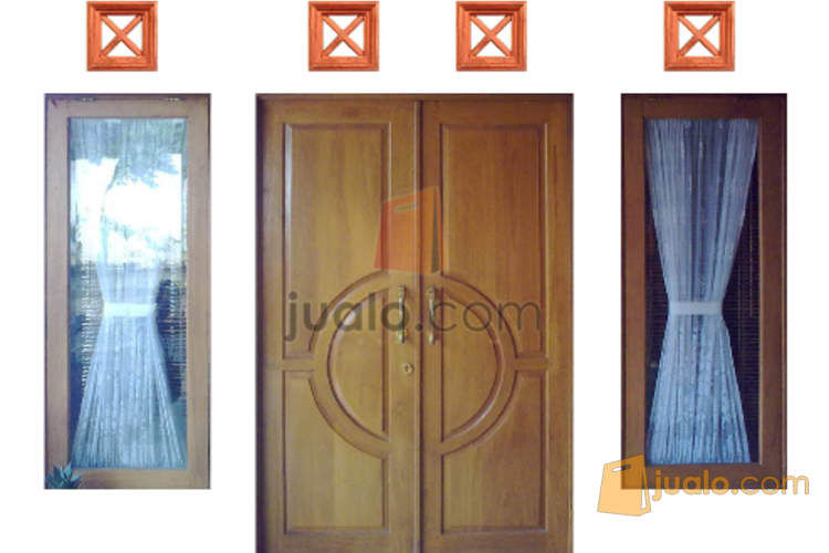  HARGA  1 SET KUSEN  DAN PINTU  KUPU  KUPU  KAYU  JATI ASLI 100 