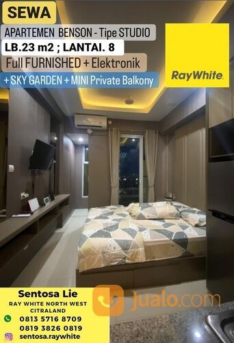 Apartemen Benson Studio Full Furnished + Elektronik + Balkony ,Sky Garden