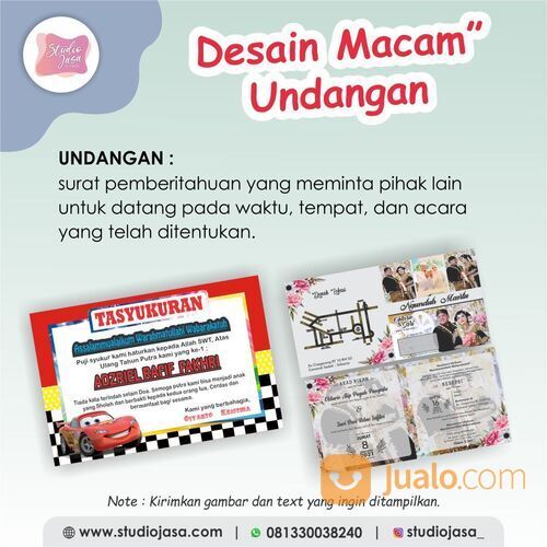 Brosur, Kartu nama, Undangan, Nota, Katalog