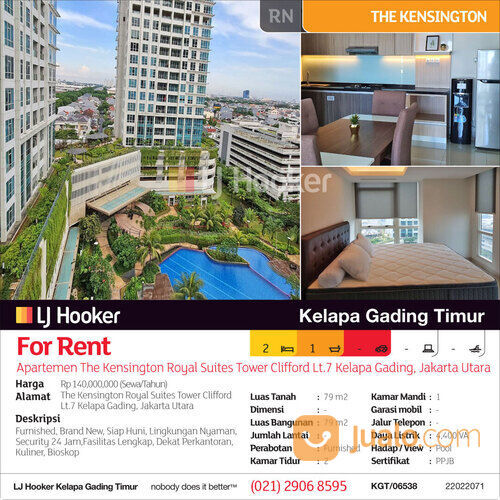 Apartemen The Kensington Royal Suites Tower Clifford Lt.7 Kelapa Gading, Jakarta Utara