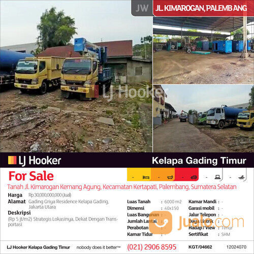 Tanah Jl. Kimarogan Kemang Agung, Kecamatan Kertapati, Palembang, Sumatera Selatan