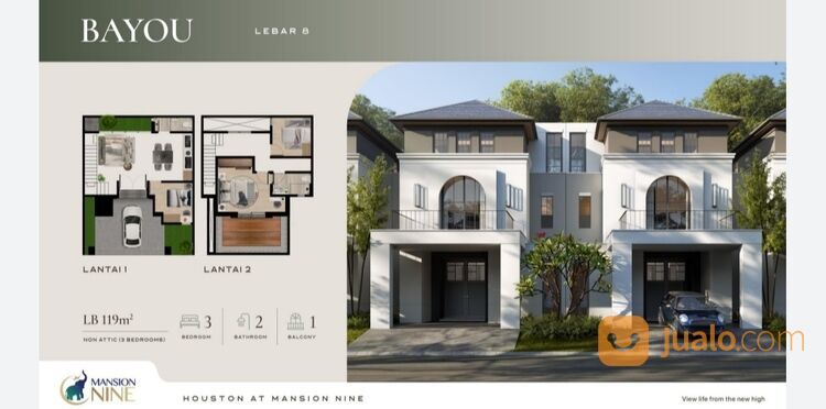 Rumah Mansion Nine Houston Wiyung Lakarsantri Surabaya Free Biaya Baru