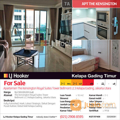 Apartemen The Kensington Royal Suites Tower Bellmont Lt.3 Kelapa Gading, Jakarta Utara