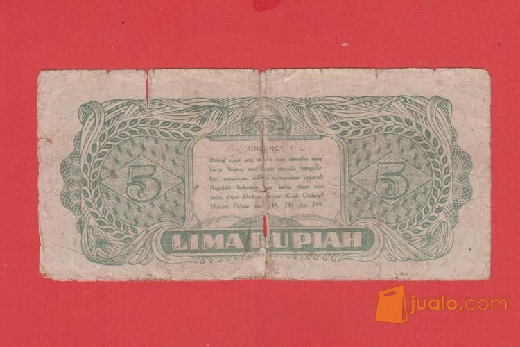 135.1 LEMBAR UANG LAMA INDONESIA 5 RUPIAH TAHUN 1947 SERI ORI SOEKARNO