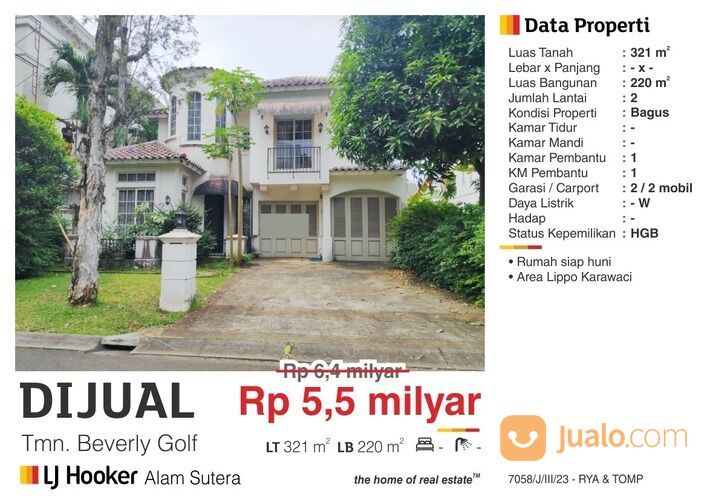 Rumah mewah taman beverly golf karawaci. depan RS siloam karawaci