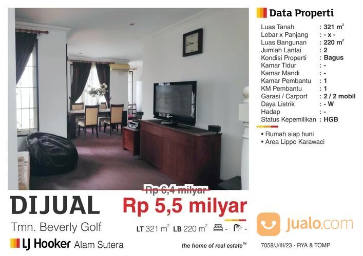 Rumah mewah taman beverly golf karawaci. depan RS siloam karawaci