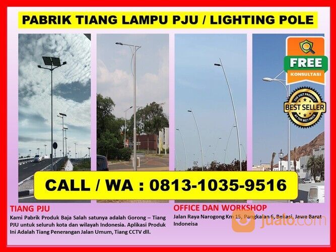 081310359516 Tiang PJU / Tiang Lampu / PJU Octagonal / PJU SOLAR CELL