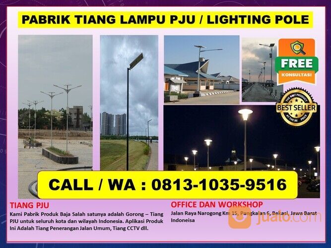 081310359516 Tiang PJU / Tiang Lampu / PJU Octagonal / PJU SOLAR CELL