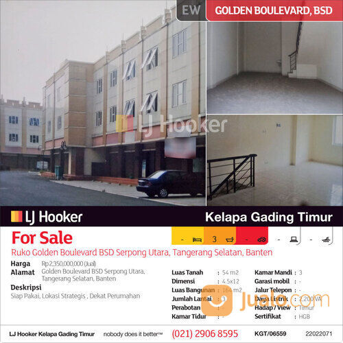 Ruko Golden Boulevard BSD Serpong Utara, Tangerang Selatan, Banten
