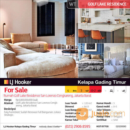 Rumah Golf Lake Residence San Lorenzo Cengkareng, Jakarta Barat di Kota