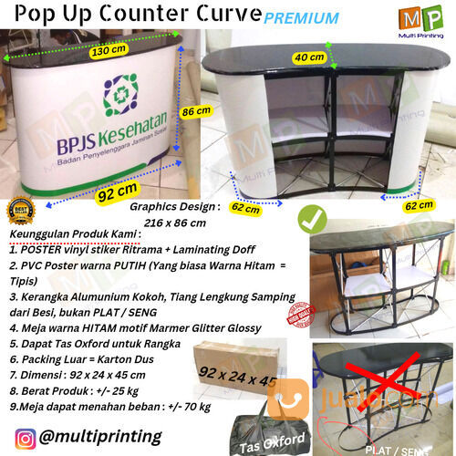 Pop Up Table Curve-Pop Up Counter Curve-Meja Pameran-Digital Printing