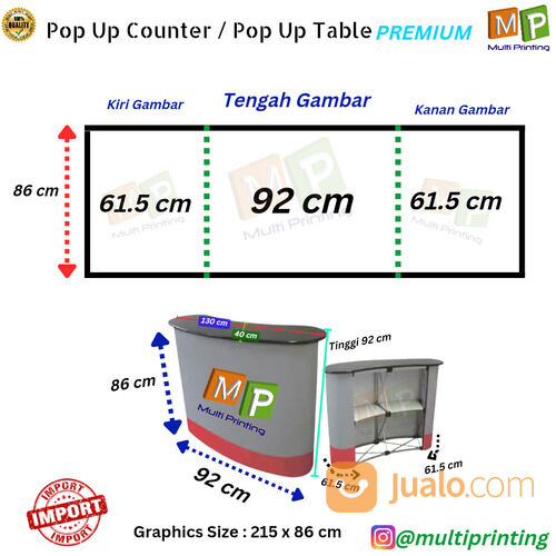 Pop Up Table Curve-Pop Up Counter Curve-Meja Pameran-Digital Printing