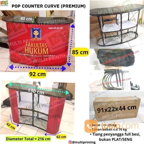 Pop Up Table Curve-Pop Up Counter Curve-Meja Pameran-Digital Printing